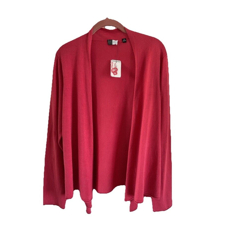 New With Tags Saks Fifth Avenue Silk & Cashmere Open Front Sweater Xl $149